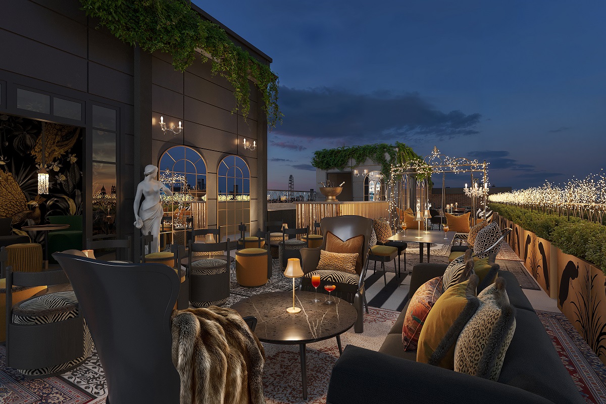 seating and candlelight on rooftop terrace covent gardens