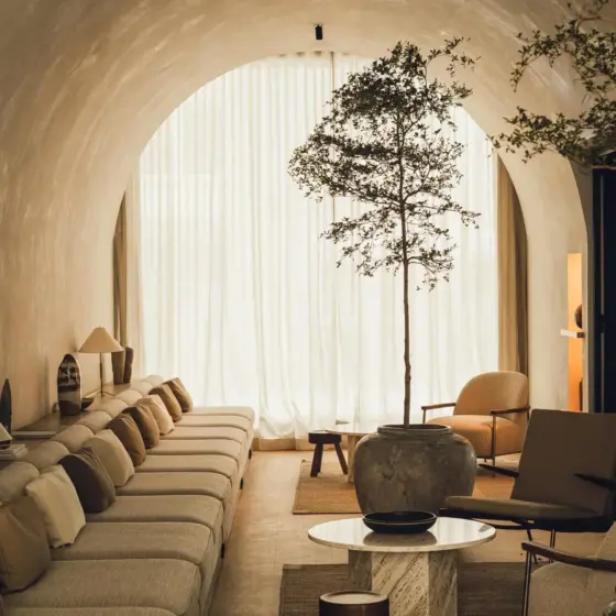 Domed room with window at end