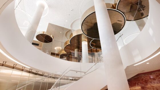 curved architectural elements in the lobby of A by Adina Vienna Danube