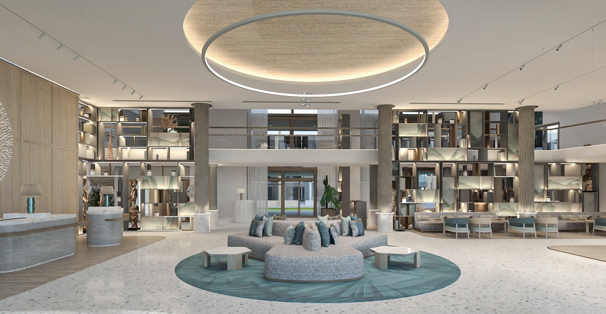 central circular light above circular seating area in DoubleTree by Hilton Mangroovy El-Gouna Resort