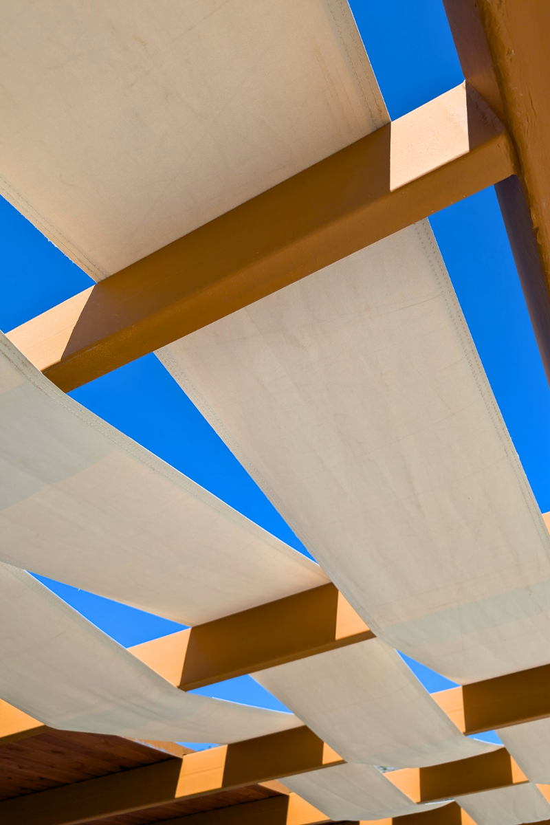 Sail-like shading on the terrace at Elounda Peninsula