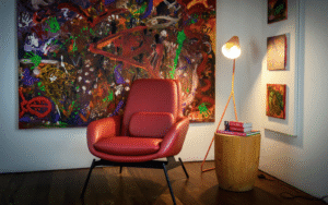 VIRIATO chair infront of bright art