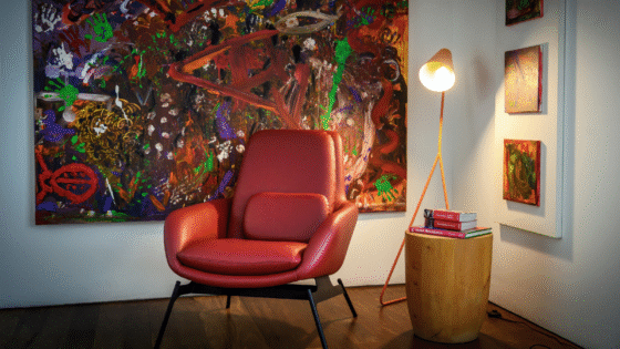 VIRIATO chair infront of bright art