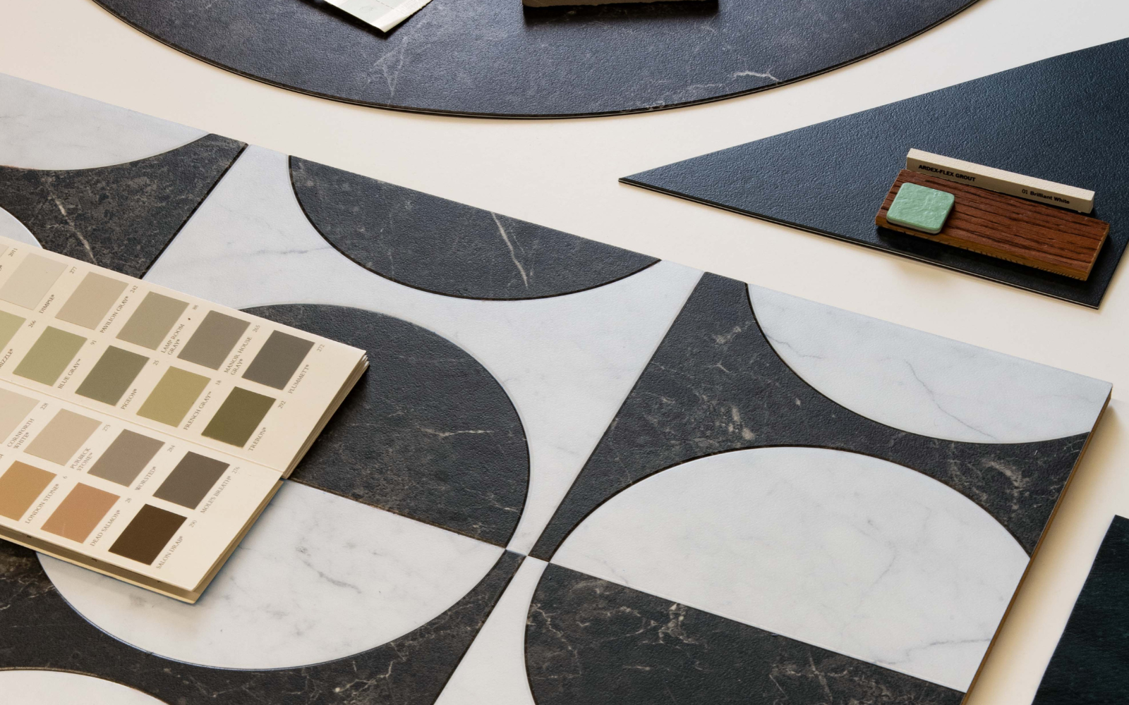 Black and white monochromatic tile look LVT hospitality flooring