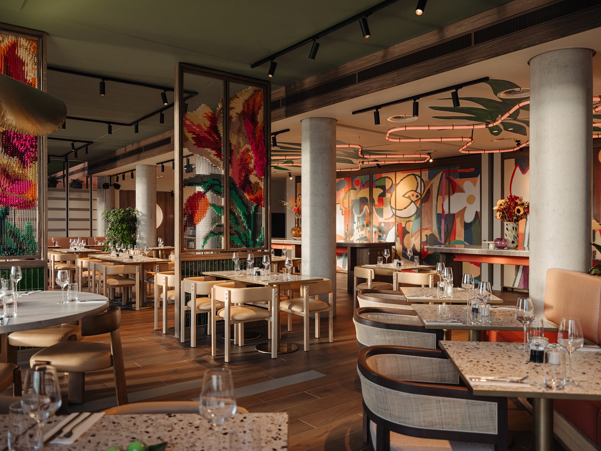 woven panels and painted walls in We are EDN restaurant