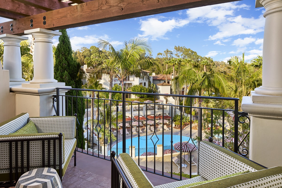 view of swimming pool from guestroom balcony at The Ritz-Carlton Bacara