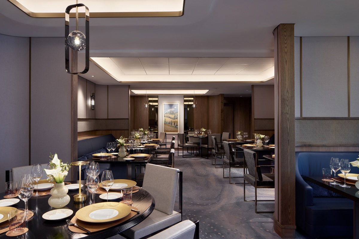 dining area on Luminara Ritz Carlton yacht designed by CHAPI Design