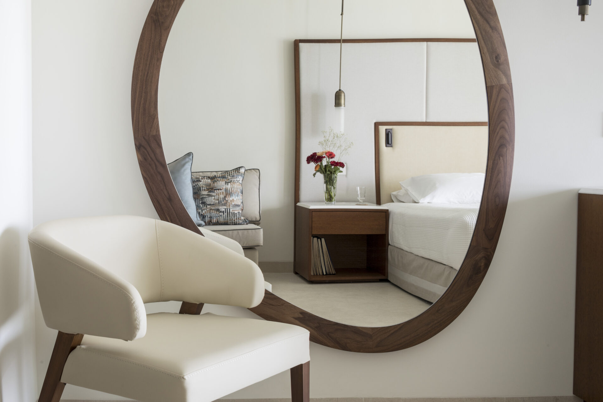 Cream and wood interiors at Porto Elounda