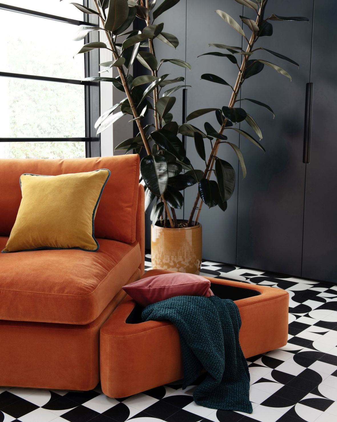 Sofa.com SS24 Ren Modular Sofa with Wedge in Paprika smart velvet