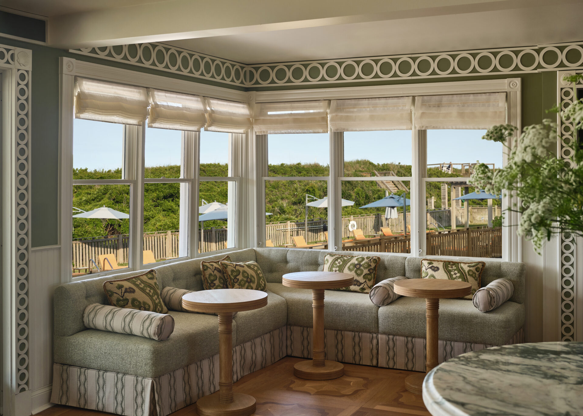Corner sofa seating at The Sanderling Resort