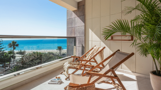 deckchairs on a terrace at Paradisus Fuerteventura