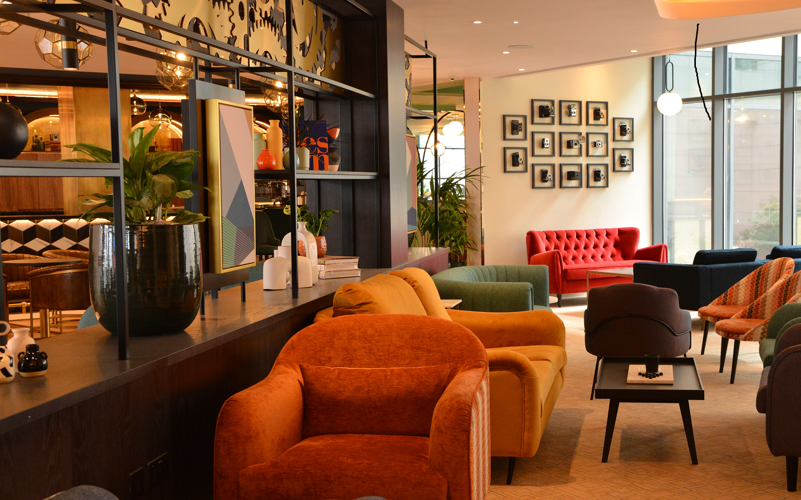lobby area of Hotel Indigo with wallcoverings by Newmor