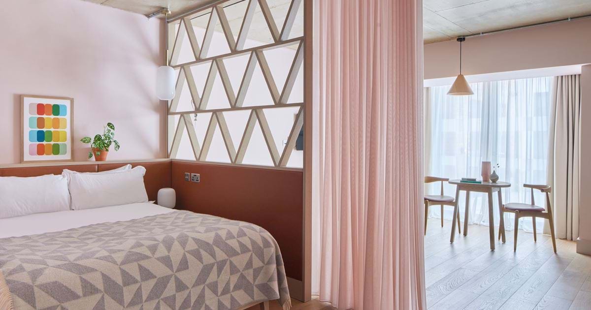 Pink bedroom at Zanzibar Locke, Dublin