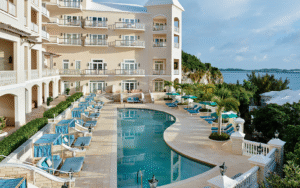 swimming pool and terrace at Rosewood Bermuda
