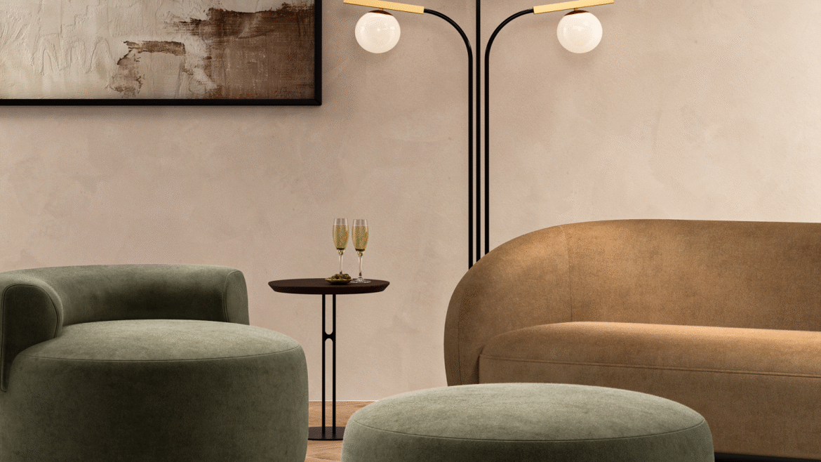 sofa, chair and footstool in Sekers new summer 2025 fabric collection