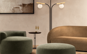 sofa, chair and footstool in Sekers new summer 2025 fabric collection