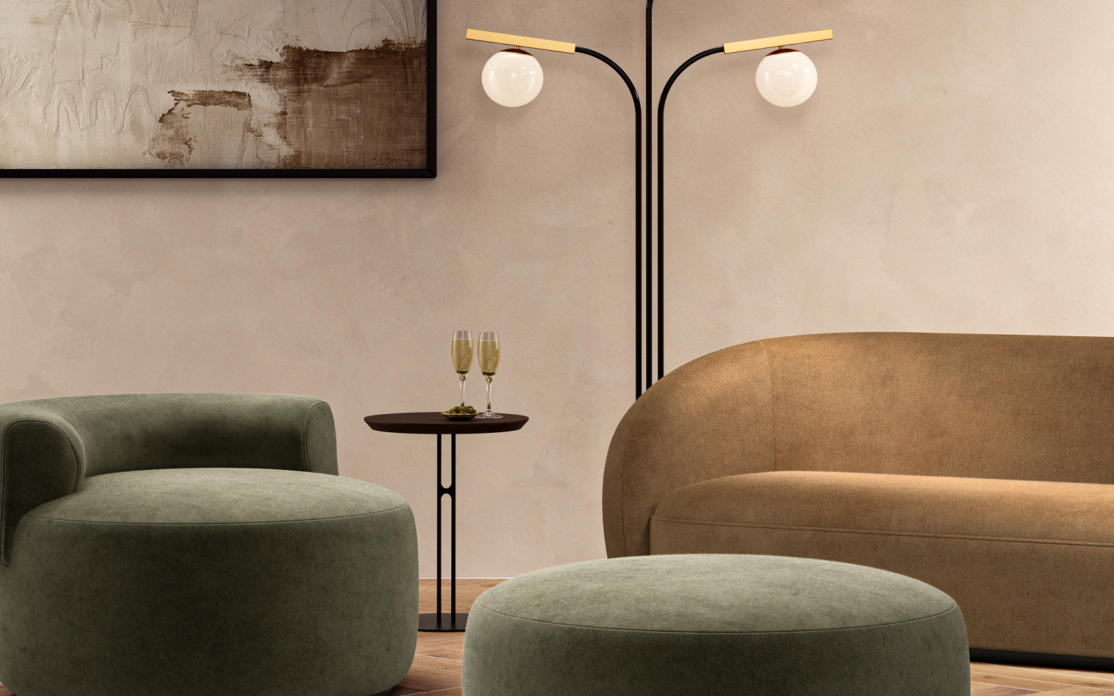 sofa, chair and footstool in Sekers new summer 2025 fabric collection