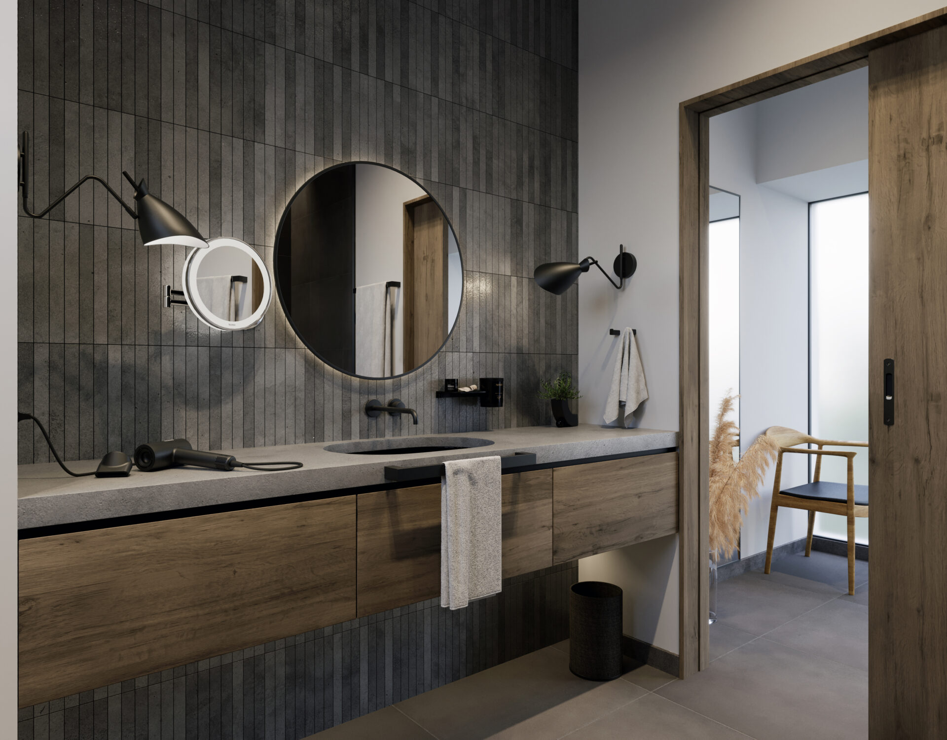 ALISEO Flaky soap dispenser in grey bathroom