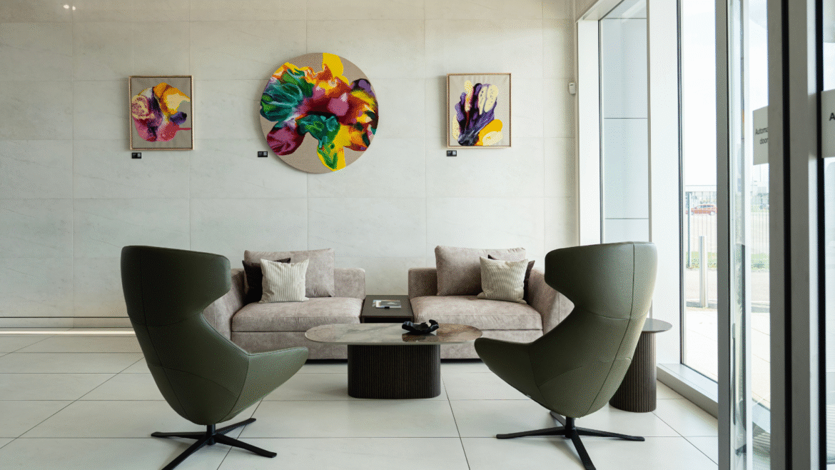 Danish design chairs in the Harrods aviation lounge, by BoConcept