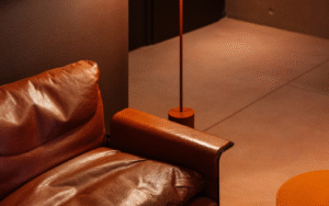 brown leather armchair at Hôtel Borsari