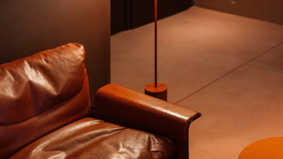 brown leather armchair at Hôtel Borsari