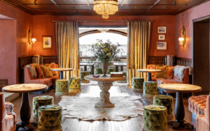 Hall and tea room of Ancroa Cortina hotel in Italy