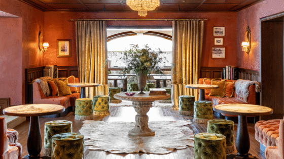Hall and tea room of Ancroa Cortina hotel in Italy