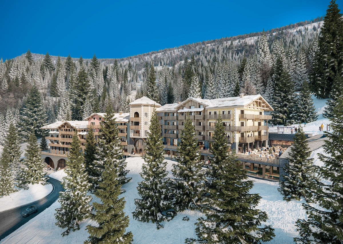 render of MGallery Valmorel_ABP Architectes in alpine setting