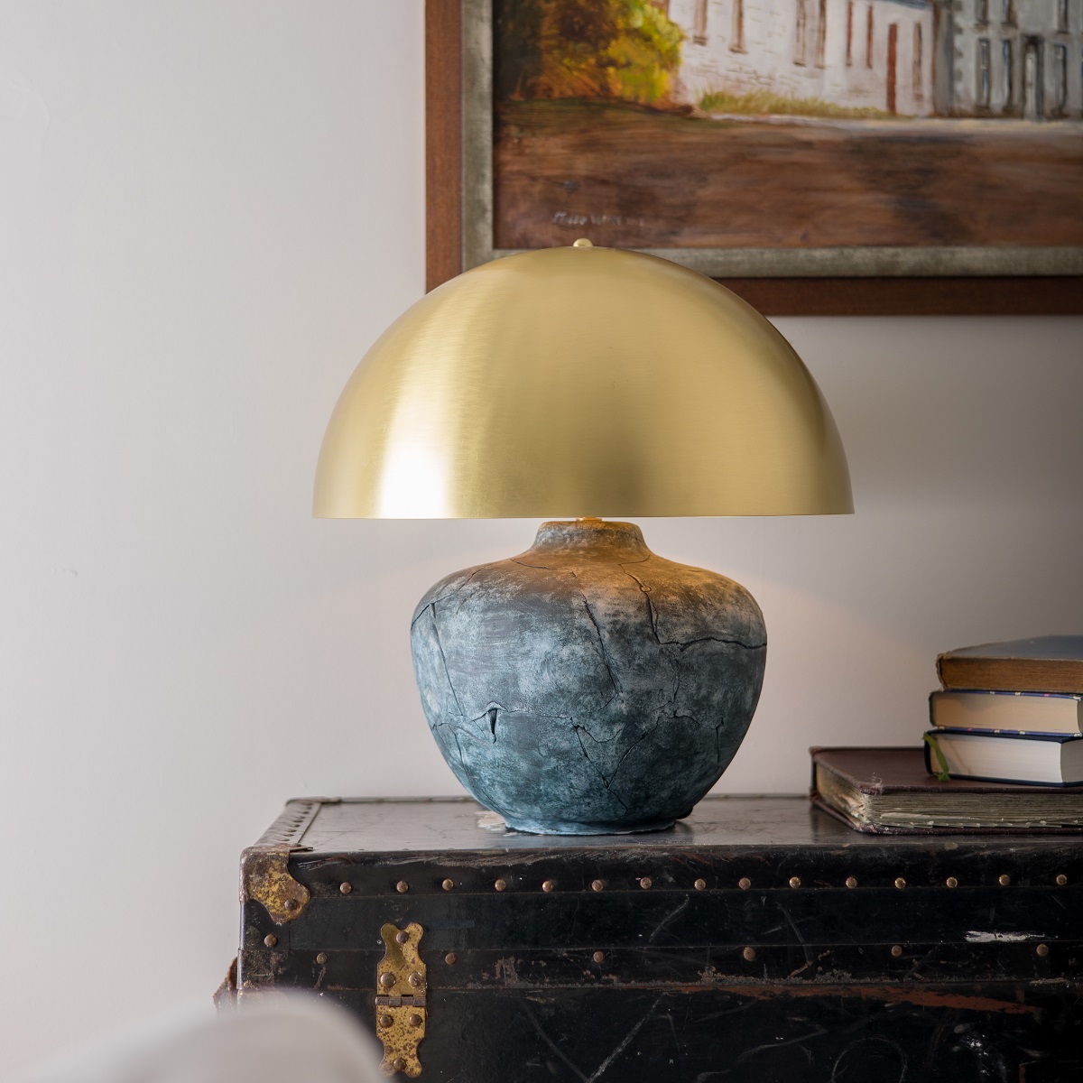 table lamp with brass dome shade from Mullan lighting