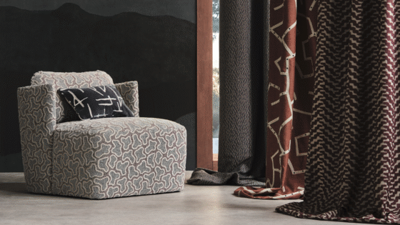 chair and curtains in Momentum from Harlequin - a distinct and versatile collection for AW25