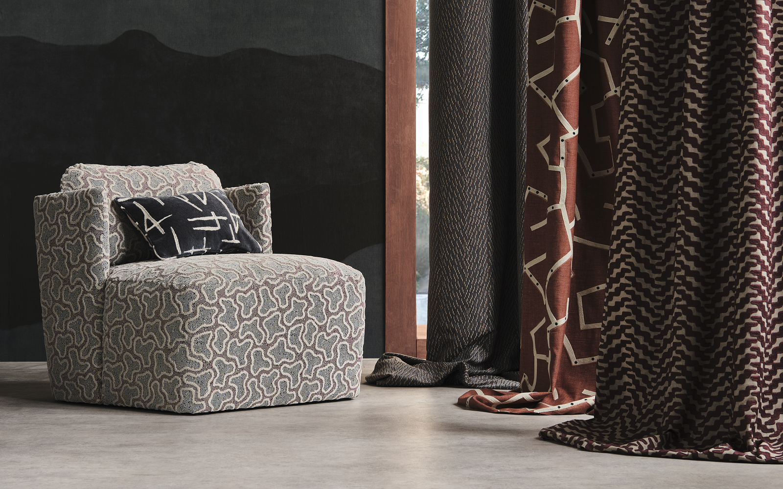 chair and curtains in Momentum from Harlequin - a distinct and versatile collection for AW25