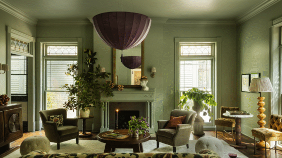 colour drenched green in Savannah boutique hotel lounge The Douglas