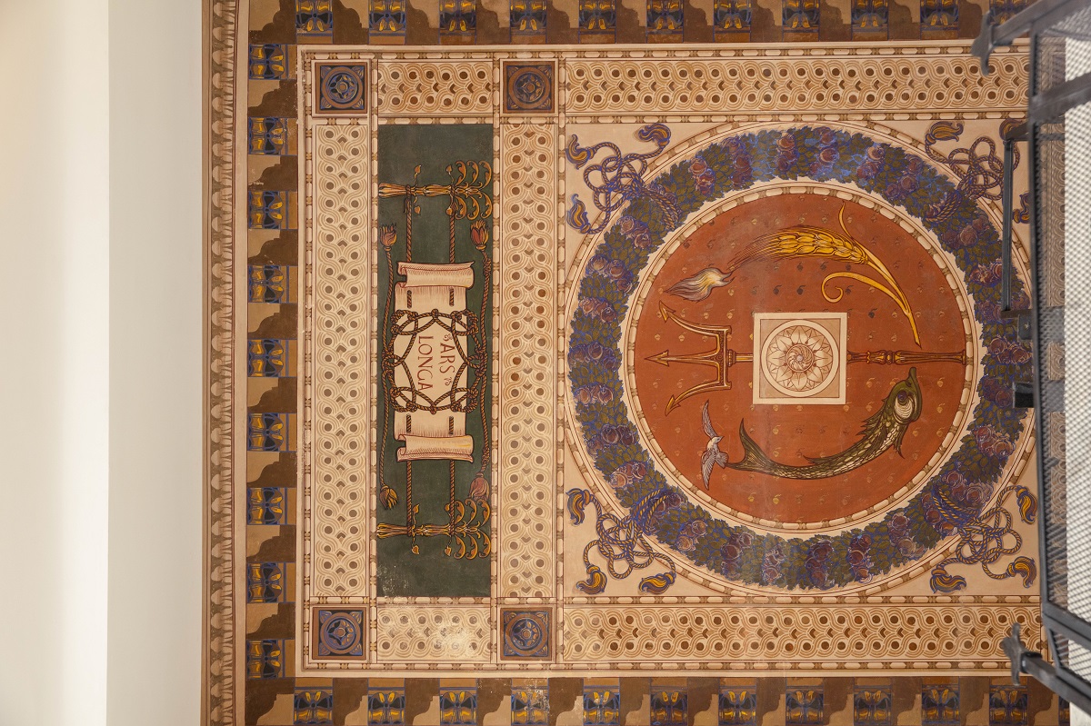 restored ceiling fresco in Italian villa Villa Beatrice part of Hotel Splendido