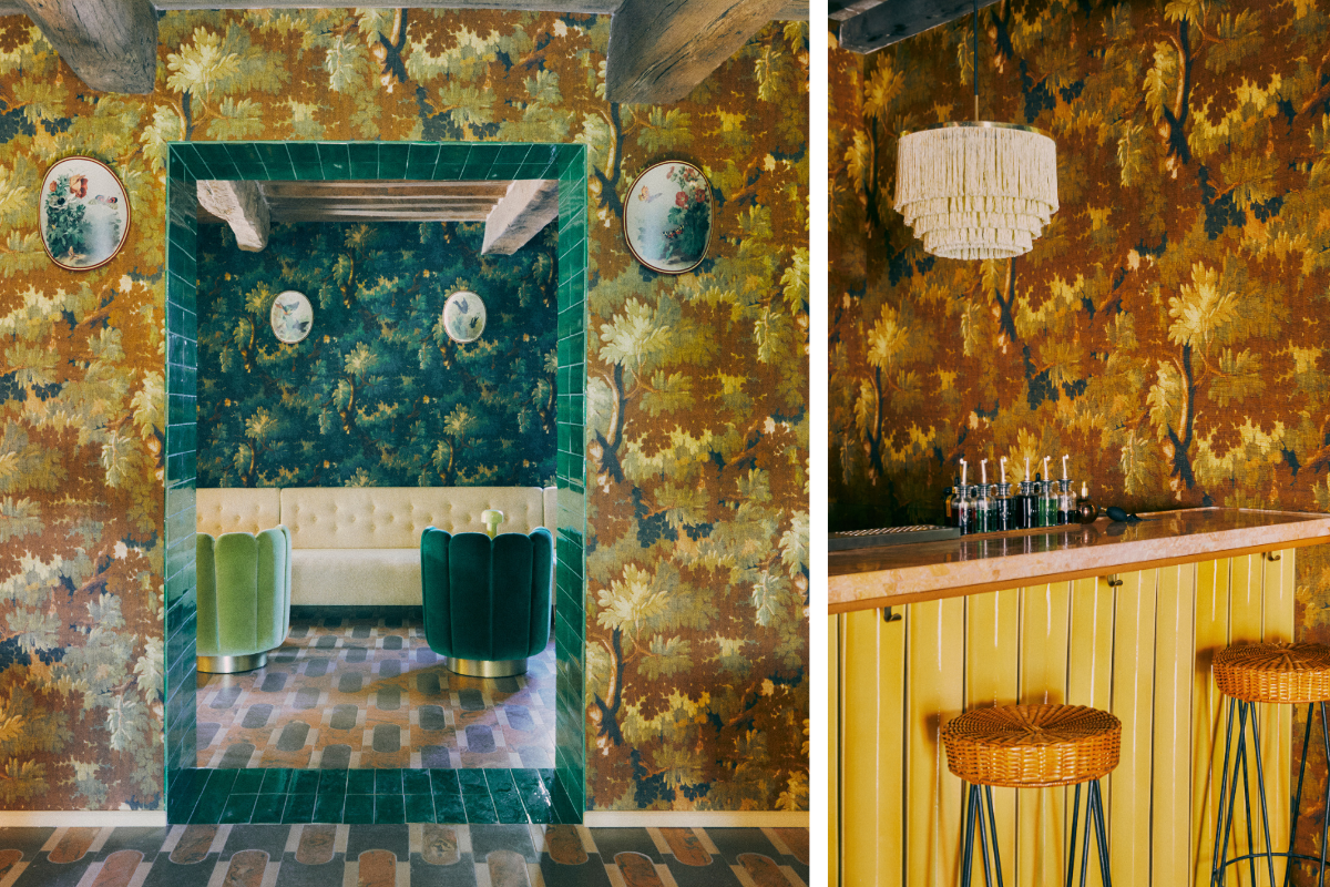 Dedar Schwarzwald material on walls of Casa Newton hotel