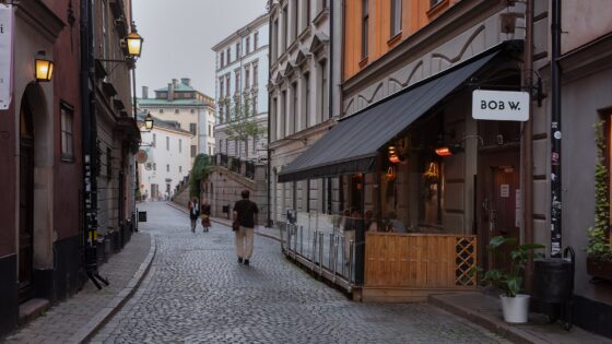 street view and sign of Bob W Stockholm property in historic Gamla Stan