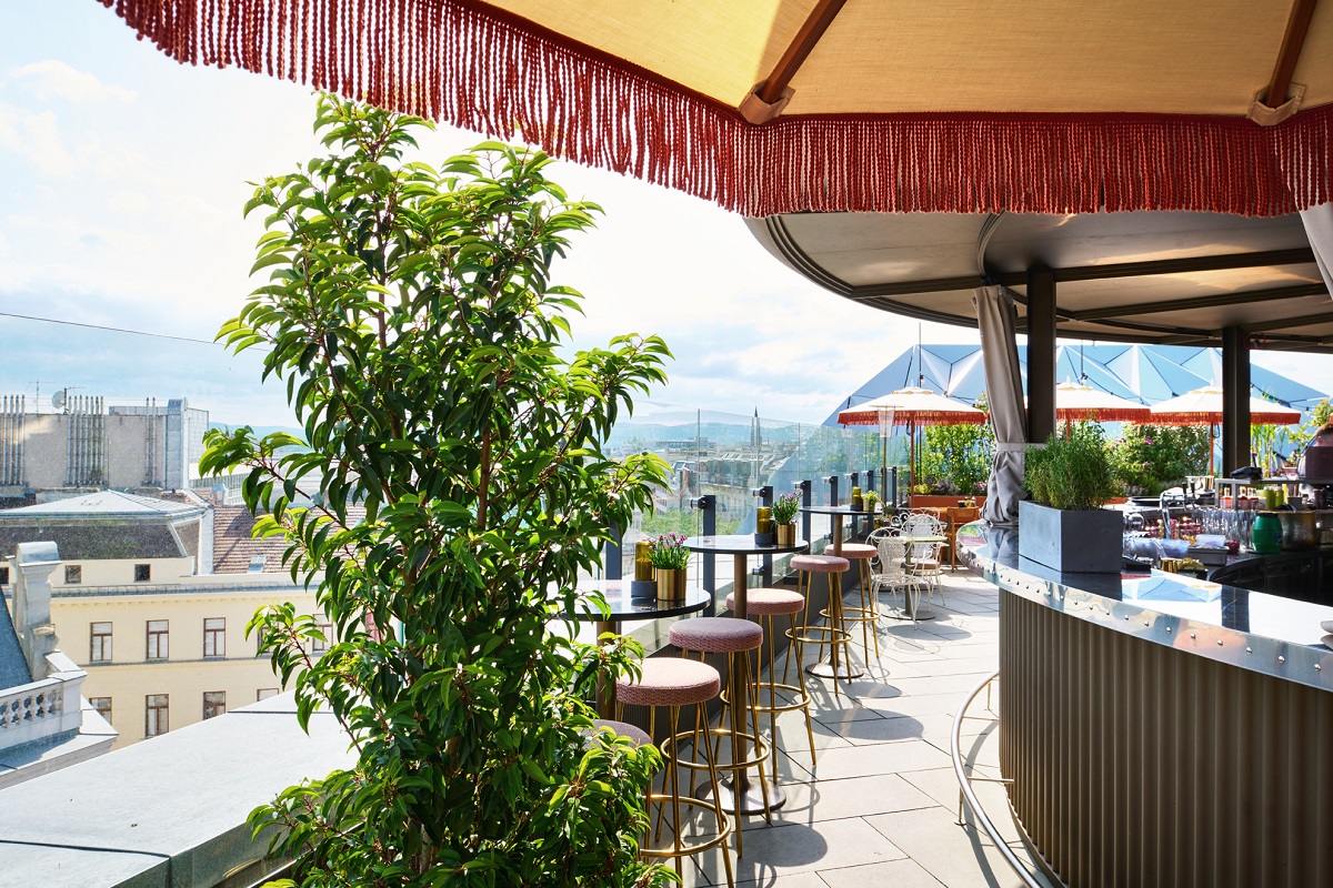 view over vienna from rooftop bar at Hotel MOTTO