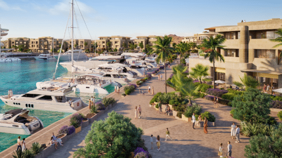 Promenade along yacht harbour at AMAALA