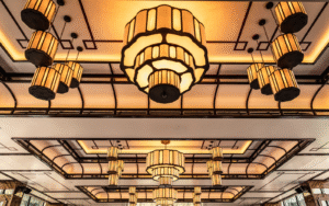 Pendants by Northern Lights dress the ceiling of Shanghai Me London