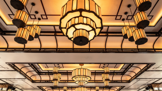 Pendants by Northern Lights dress the ceiling of Shanghai Me London