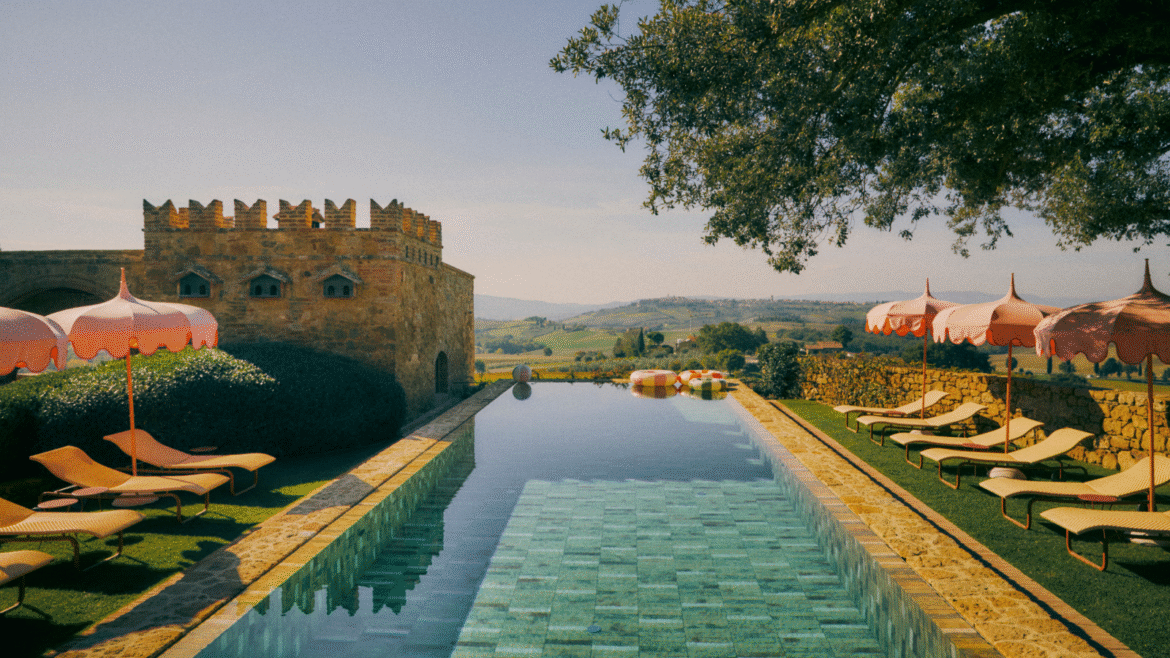 Blue tiled infinity pool at Casa Newton