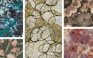 Collage of the latest Modieus launch of flooring, which centres around nature