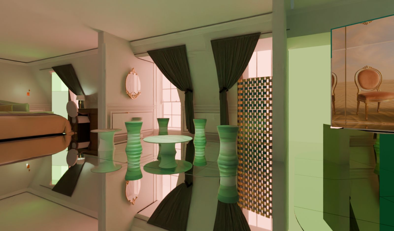 Suite 1835 is a guest room/art installation created by Things From. contemporary art installation in Paris