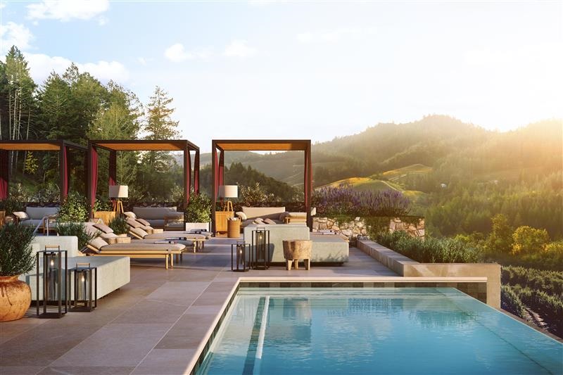 infinity pool with mountain views