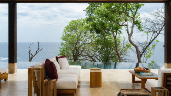 ocean view from open plan terrace at Residence 22 at Nekajui, a Ritz-Carlton Reserve, Peninsula Papagayo in Costa Rica