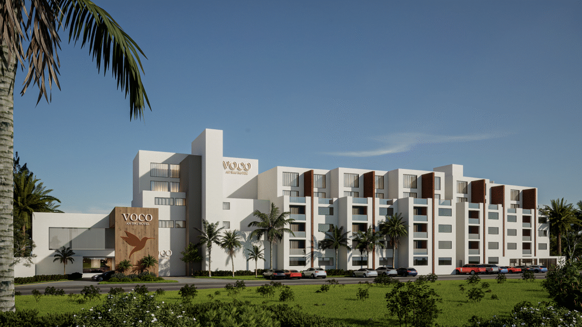 View of facade of IHG voco hotel in mexico