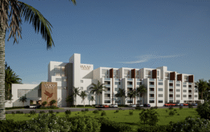 View of facade of IHG voco hotel in mexico
