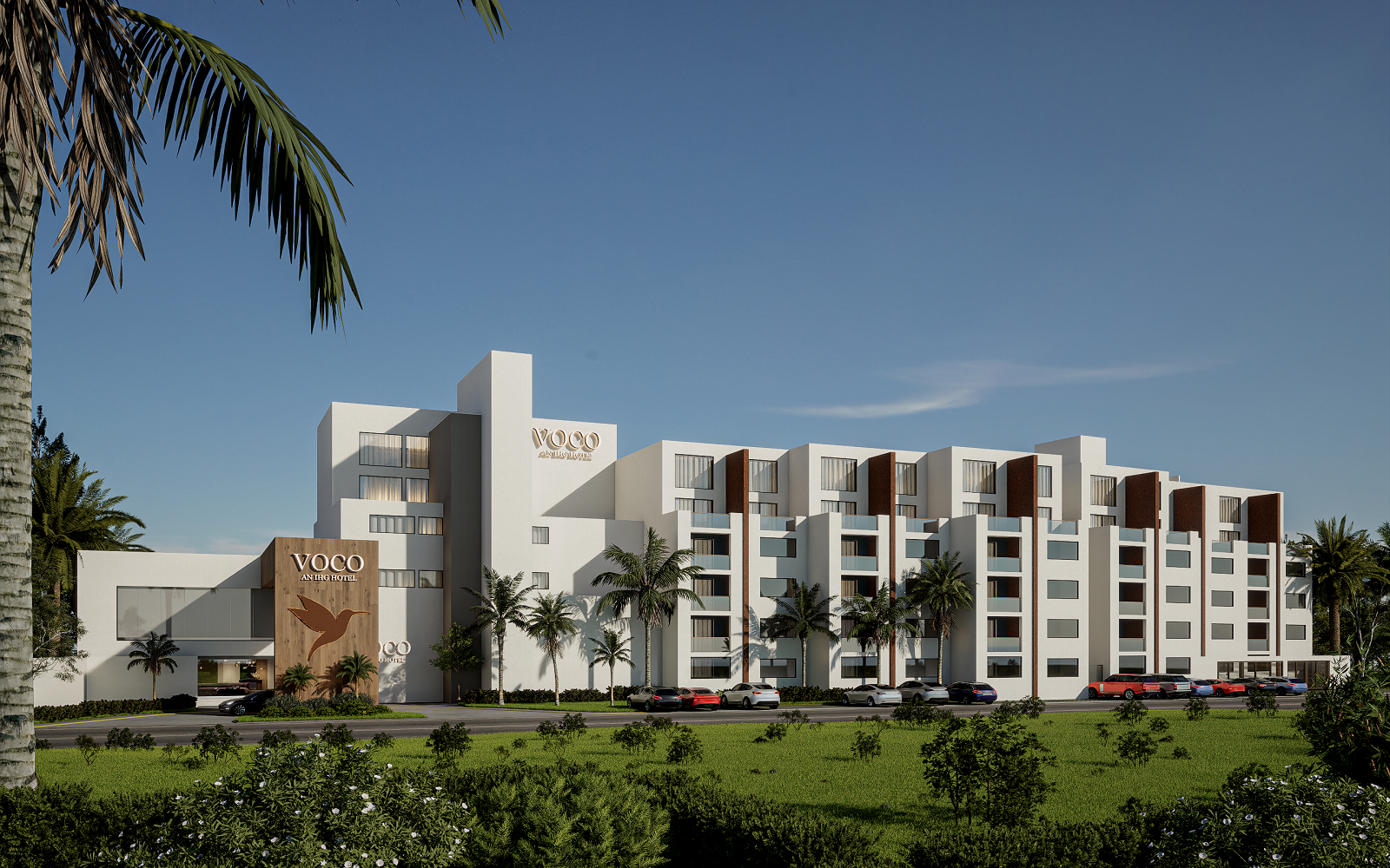 View of facade of IHG voco hotel in mexico