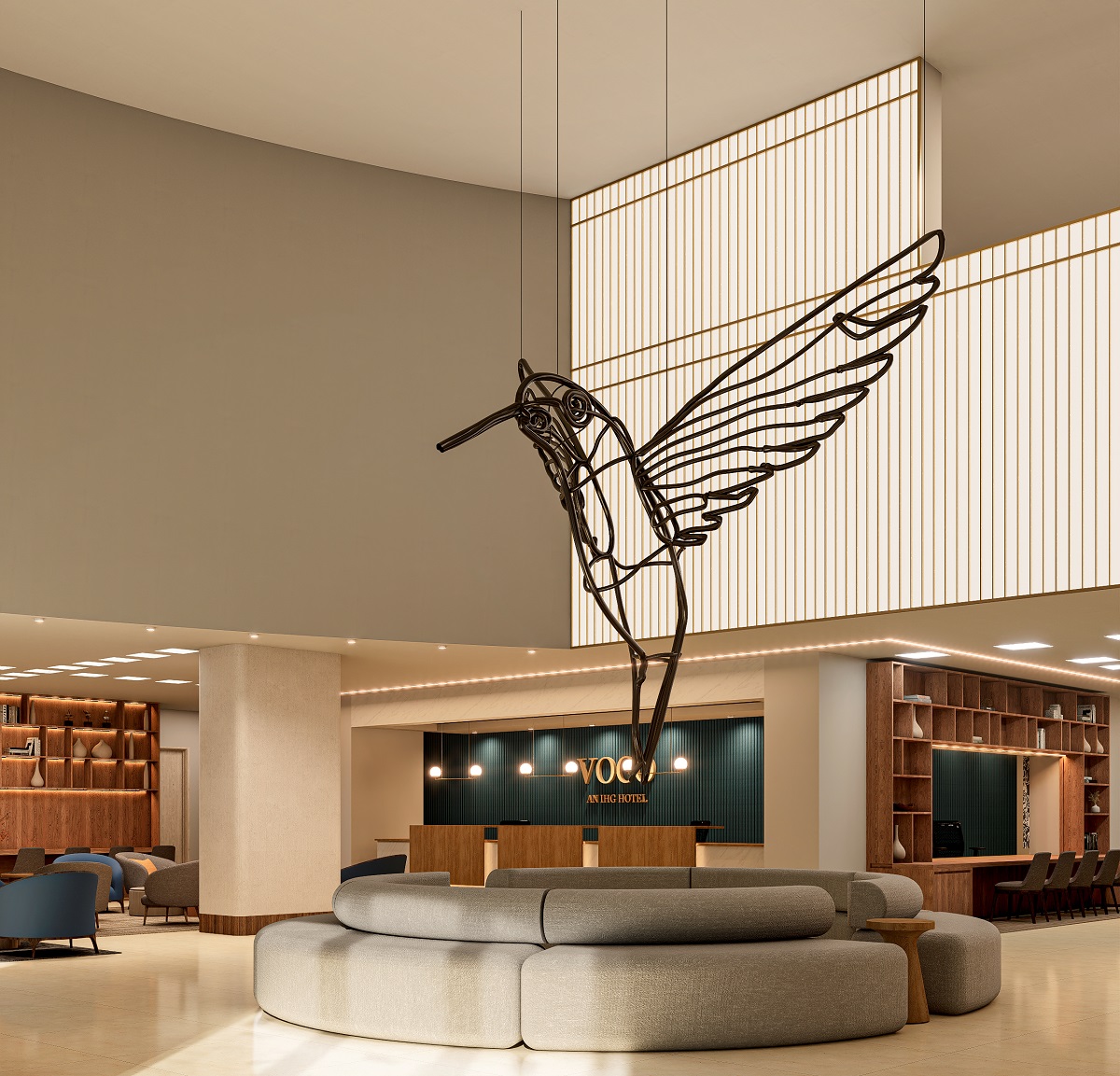 humming bird mobile in voco lobby