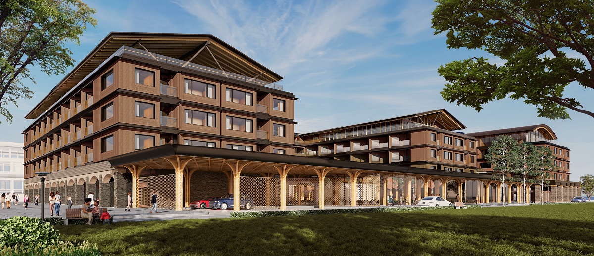 artist render Xi an Upper House Designed by award-winning Japanese architect Shigeru Ban and interior design firm LAYAN