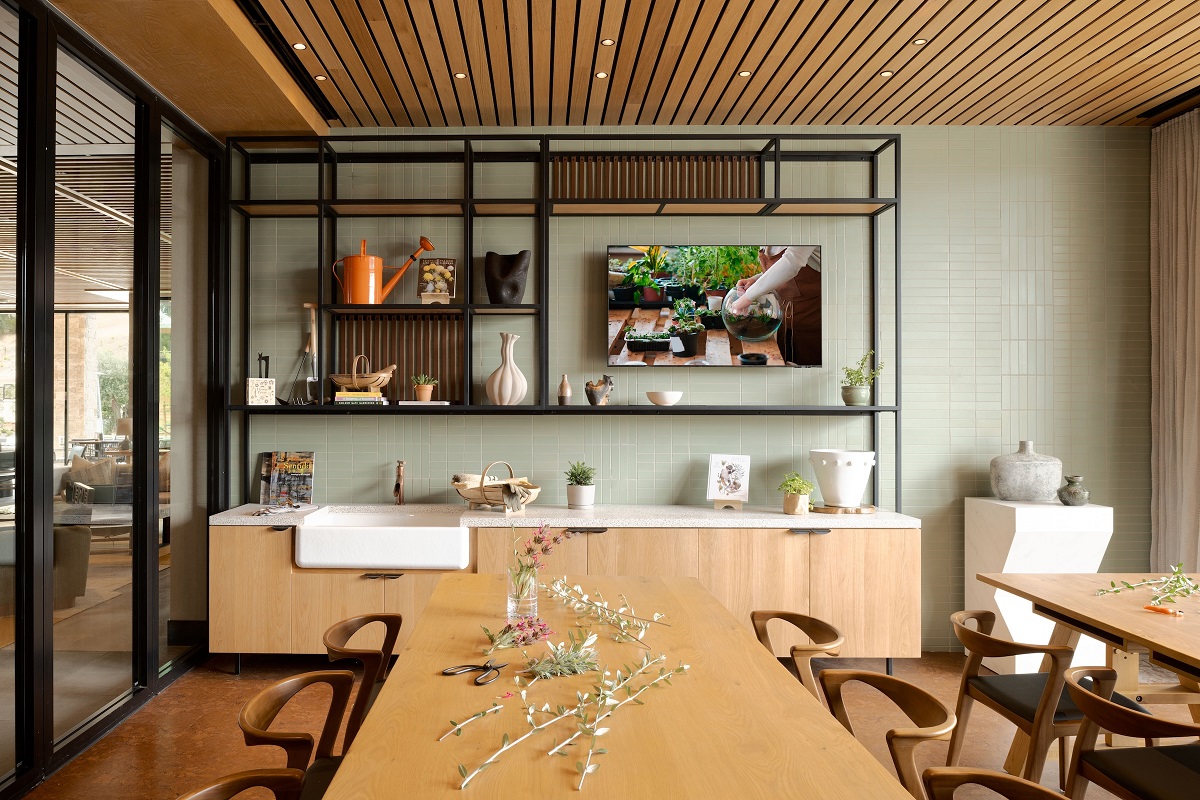 artisan room and space for making with wooden table and farm style sink